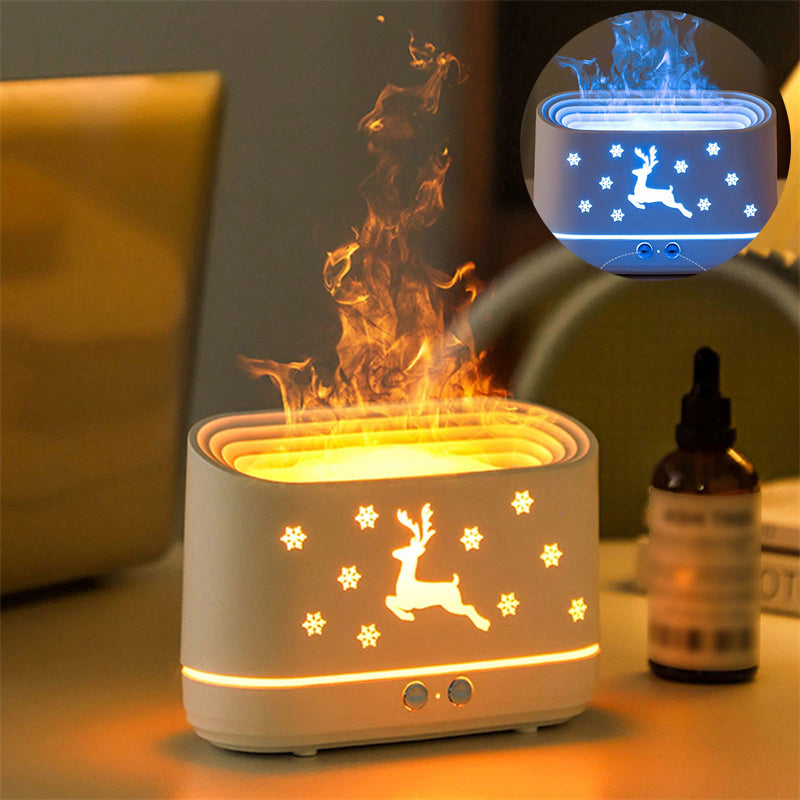 Difusor Llama con luz cálida y opción de luz azul