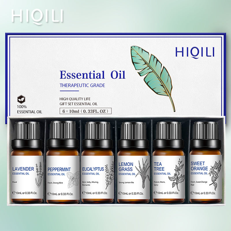 Set de 6 aceites esenciales de 10 ml en su caja