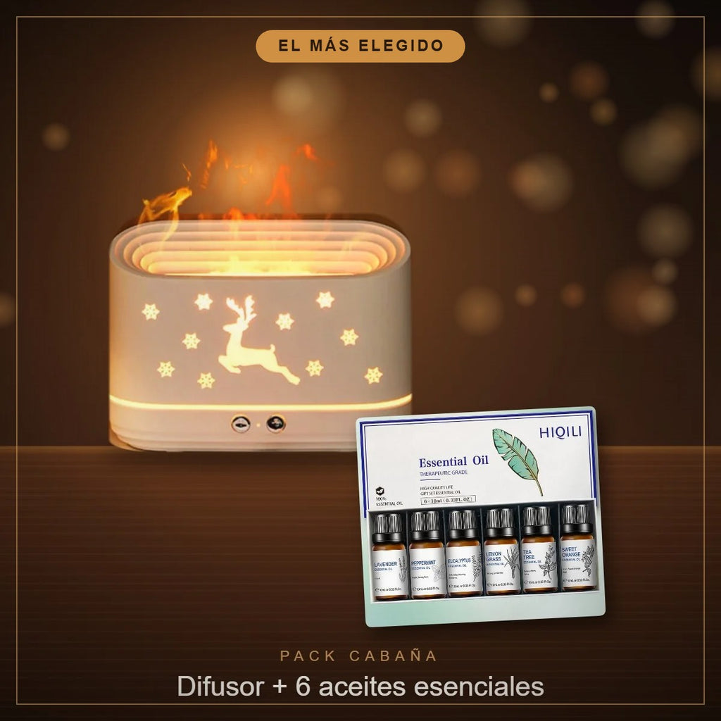 Pack Cabaña: Difusor Llama + set de 6 aceites esenciales